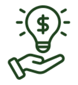 Mask group-2 A green pixelated image of a hand holding an idea with dollar sign.